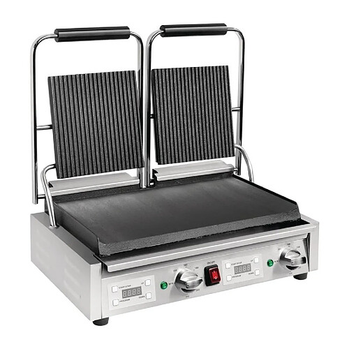 Grill Panini Professionnel Double Rainuré/Lisse - 550 x 395 mm - Buffalo