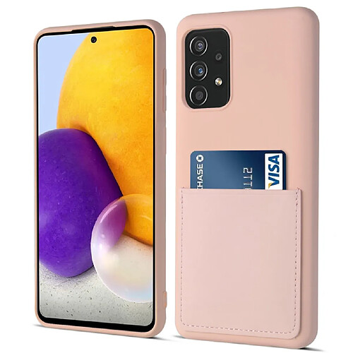 Coque en silicone antichoc avec porte-carte rose pour votre Samsung Galaxy A72 4G/5G