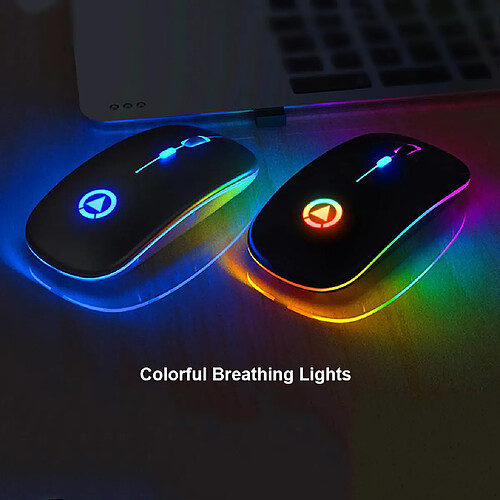 2pcs Souris Sans Fil Bluetooth Rechargeable LED Rétro-éclairé Pour Ordinateur Portable