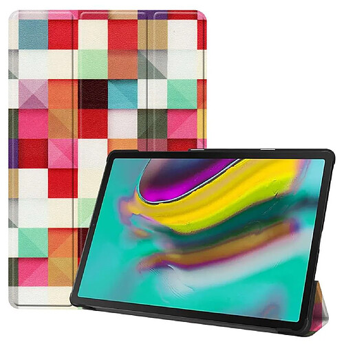 Htdmobiles Housse etui pochette simili cuir avec coque intérieure rigide pour Samsung Galaxy Tab S5e T720 / T725 (10,5 pouces) - TRIANGLES COLORÉS