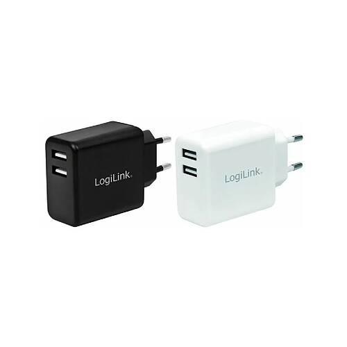 LogiLink Chargeur secteur USB, 2x USB, 12 watts, noir ()