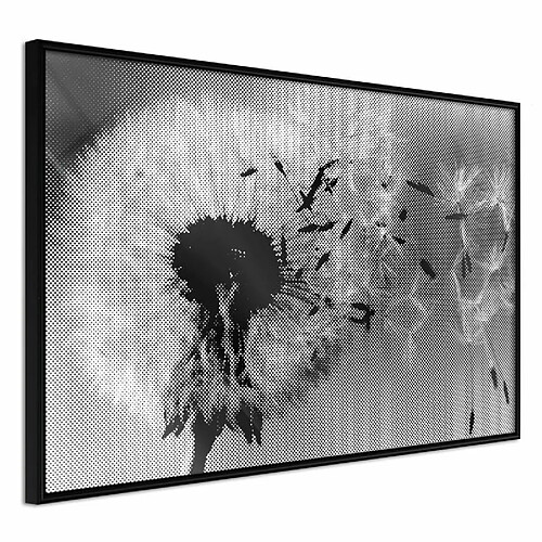 Paris Prix Affiche Murale Encadrée Dandelion in the Wind 30 x 20 cm Noir