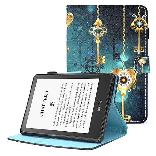 Etui en PU fermeture magnétique avec support et porte-cartes pour votre Amazon Kindle Paperwhite 5 (2021) - Horloge ancienne