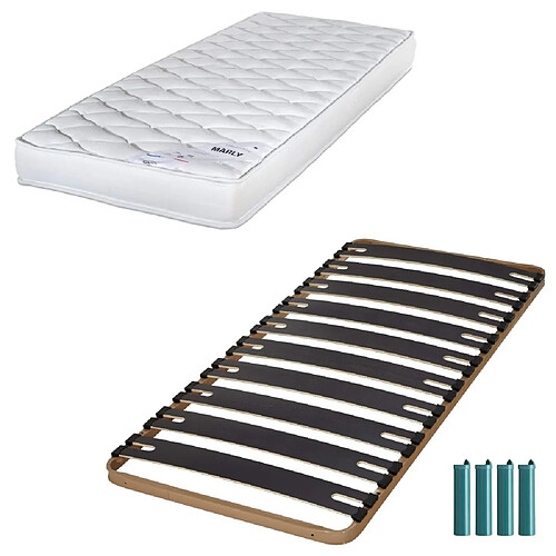 Ebac Matelas mousse + Sommier métal C310 90x190 Marly - Hauteur 15 cm - Soutien ferme