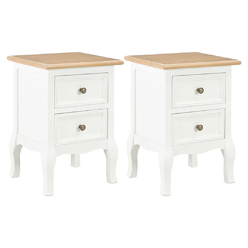 Helloshop26 Table de nuit chevet commode armoire meuble chambre 2 pcs blanc 35x30x49 cm mdf 1402162