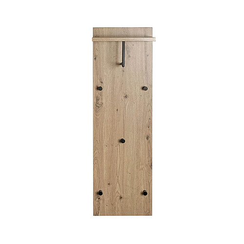 Pegane Garderobe murale, Patère murale en bois coloris chêne et métal noir -longueur 30 x profondeur 20 x hauteur 100 cm