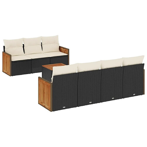 Maison Chic Salon de jardin 8 pcs avec coussins | Ensemble de Table et chaises | Mobilier d'Extérieur noir résine tressée -GKD70668