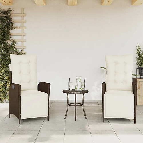 vidaXL Chaises inclinables de jardin lot de 2 avec repose-pied rotin