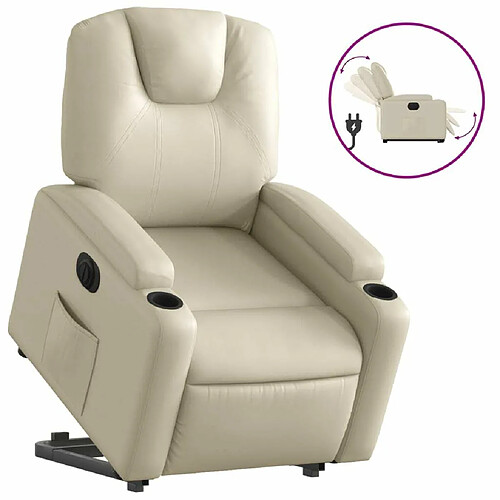 Maison Chic Fauteuil Relax pour salon, Fauteuil inclinable électrique crème similicuir -GKD46264