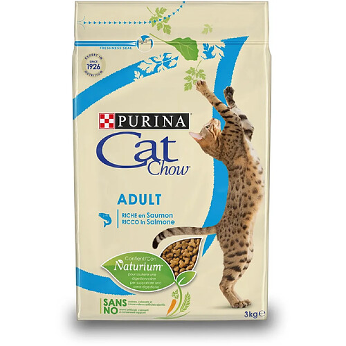 Croquettes PURINA Chat Adulte avec NaturiumTM - Riche en Saumon - 3 KG