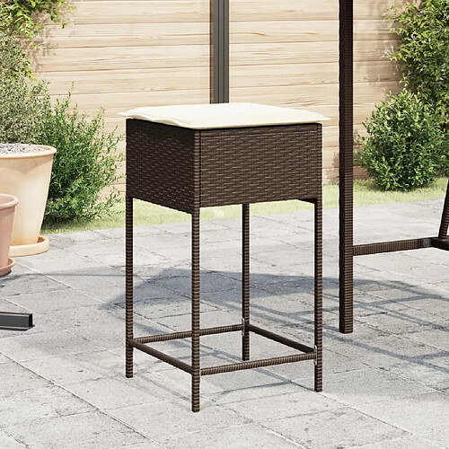 vidaXL Tabourets de bar jardin coussins lot de 2 marron résine tressée