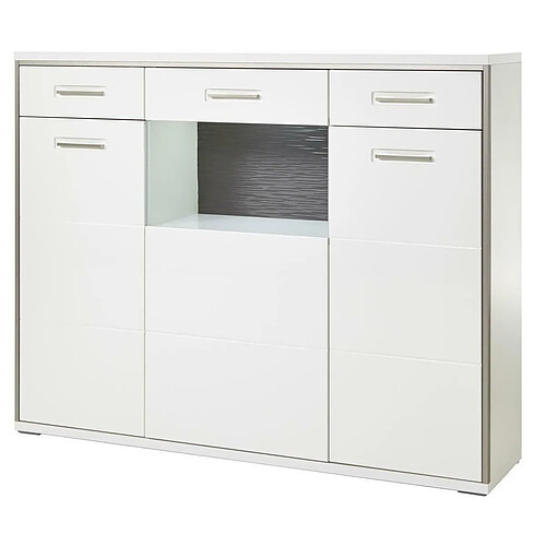 Pegane Buffet coloris blanc brillant - Longueur 153 x Hauteur 121 x Profondeur 45 cm