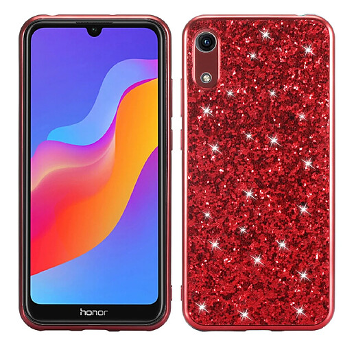 Wewoo Coque TPU Antichoc Poudre Glitter pour Huawei Honor Play 8A Rouge