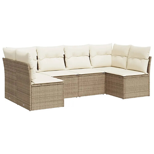 Maison Chic Salon de jardin avec coussins 6 pcs | Ensemble de Table et chaises | Mobilier d'Extérieur beige résine tressée -GKD86763