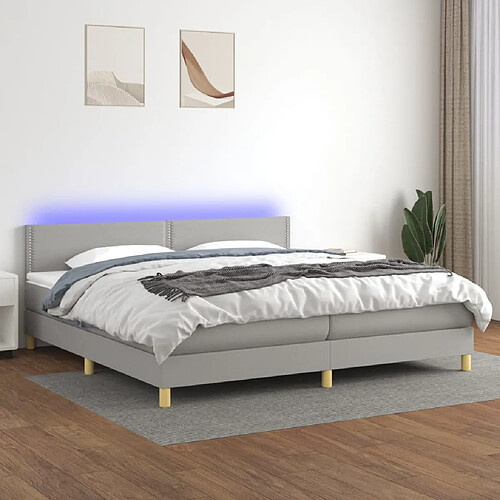 vidaXL Sommier à lattes de lit matelas LED Gris clair 200x200 cm Tissu