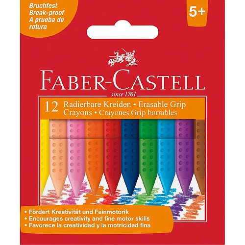 Faber-Castell 122520 Craies plastiques GRIP effacables 12x