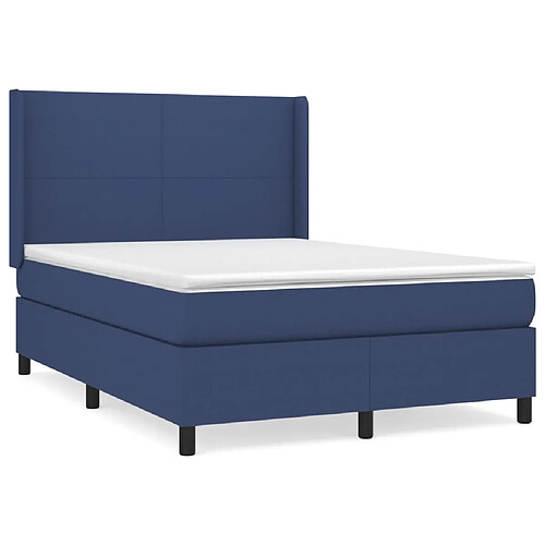 Maison Chic Lit adulte- Lit + matelas,Sommier à lattes de lit avec matelas Bleu 140x190 cm Tissu -GKD25646