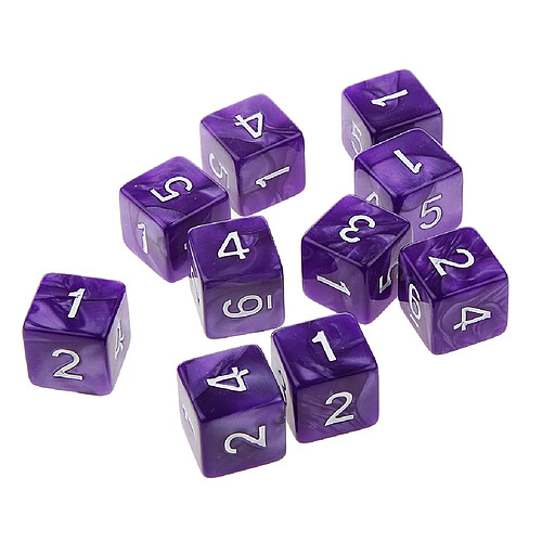 10pcs Dés à Six Faces D6 Jouant D u0026 D RPG Party Games Dés Violet