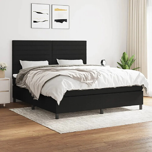 vidaXL Sommier à lattes de lit avec matelas Noir 160x200 cm Tissu