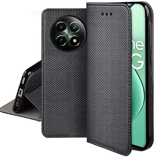 Htdmobiles Housse etui portefeuille avec coque interieure en silicone pour Realme 12x et Realme 12 5G + film ecran - NOIR MAGNET