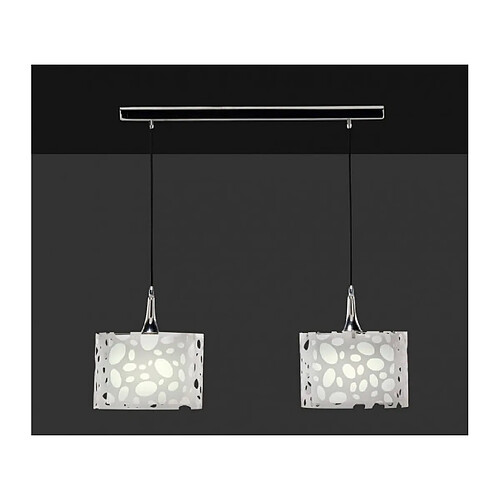 Luminaire Center Suspension Lupin 2 Ampoules E27 Line, blanc brillant/arylique blanc/chrome poli