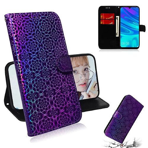 Wewoo Housse Coque Pour Huawei P Smart 2019 Couleur unie Boucle magnétique colorée Étui à rabat horizontal en cuir PU avec support et fentes cartes et portefeuille et lanière violet