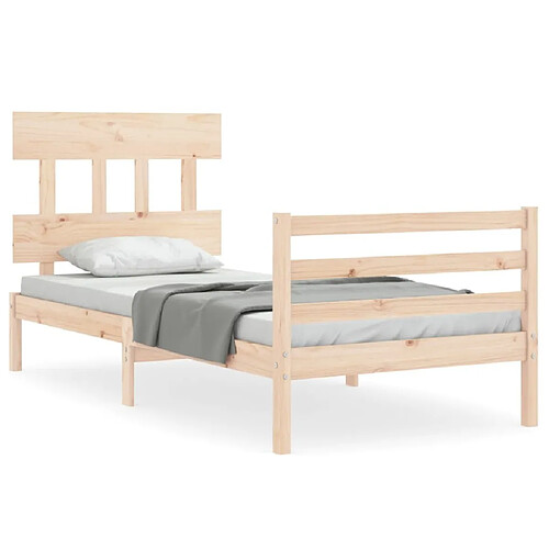 Maison Chic Cadre/structure de lit avec tête de lit pour adulte - Lit Moderne Chambre simple bois massif -MN75212