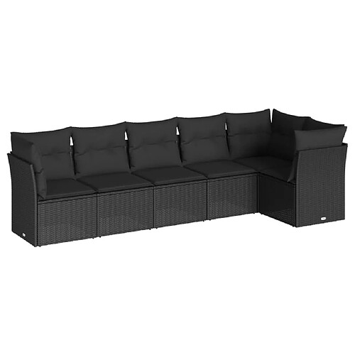 Maison Chic Salon de jardin 6 pcs avec coussins | Ensemble de Table et chaises | Mobilier d'Extérieur noir résine tressée -GKD87721