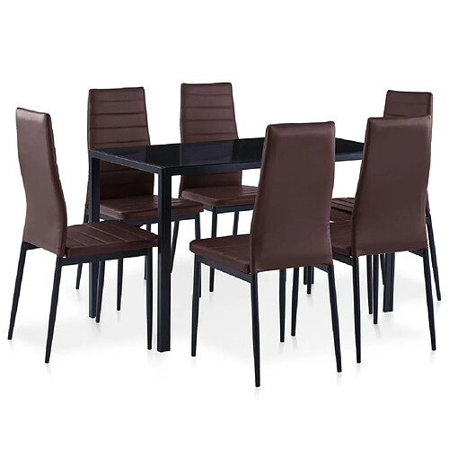 vidaXL Ensemble à dîner 7 pcs Marron