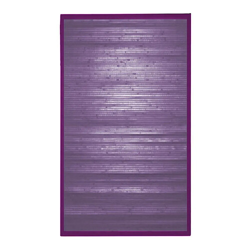 Thedecofactory SOLO BAMBOO - Tapis en bambou larges lattes et ganse violet 70x120