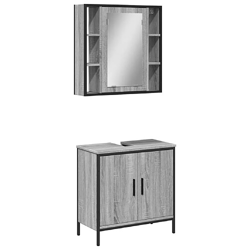 Maison Chic Armoire de Bain | Ensemble de 2 meubles salle de bain Sonoma gris -GKD12861