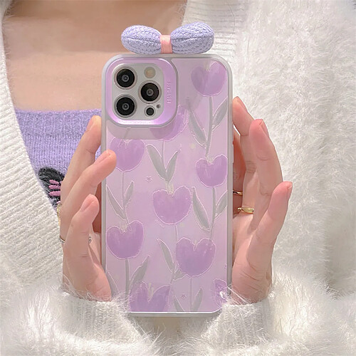 GUPBOO Étui pour iPhone13 Coque en silicone pour téléphone tulipe violette de style japonais et coréen