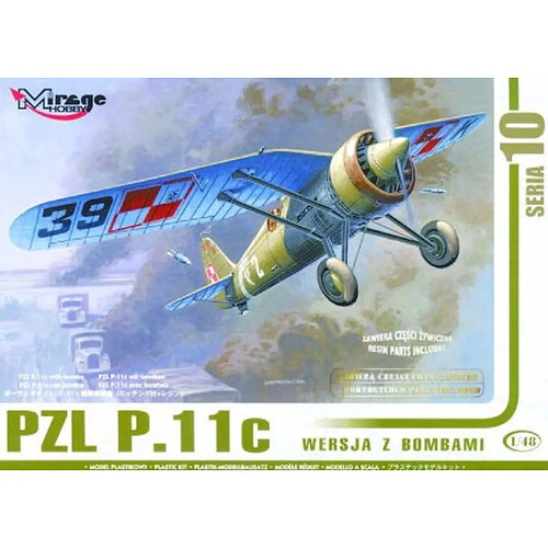 PZL P.11c mit Bomben, Resin- und Fotoätzteilen- 1:48e - Mirage Hobby