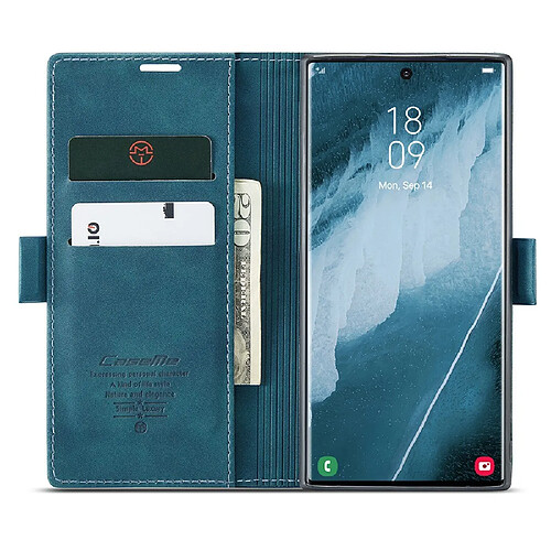 Etui en PU CASEME fermeture magnétique auto-absorbante avec support vert pour votre Samsung Galaxy S22 Ultra 5G