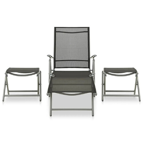 Maison Chic Salon de jardin 3 pcs - Table et chaises d'extérieur - Mobilier/Meubles de jardin Moderne Textilène et aluminium Argenté -MN50714