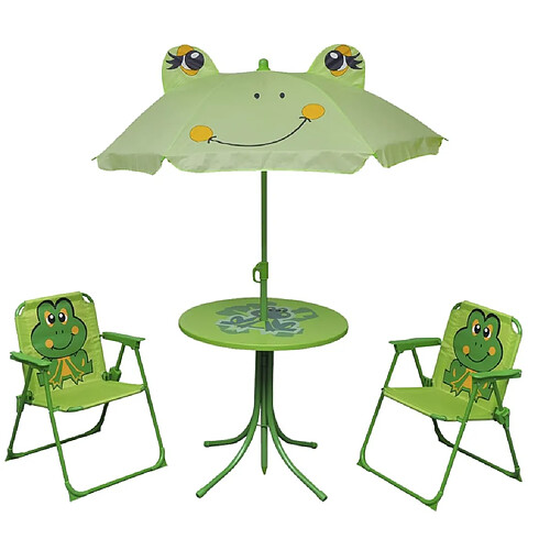 vidaXL Ensemble de bistro avec parasol pour enfants 3 pcs Vert