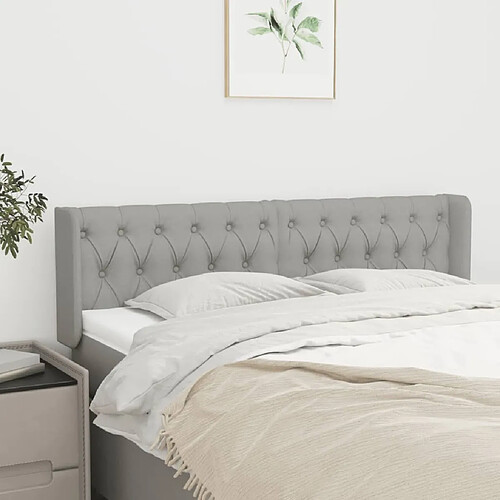 Maison Chic Tête de lit scandinave avec oreilles,meuble de chambre Gris clair 147x16x78/88 cm Tissu -MN65173