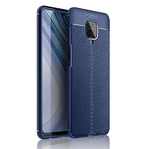 Coque en TPU litchi souple bleu pour votre Xiaomi Redmi Note 9 Pro Max