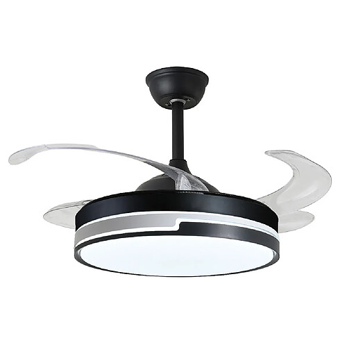 Ventilateur de plafond ROBIN noir, 4 pales escamotables, 72W LED 3000|4000|6500K, H40xP.107/50cm