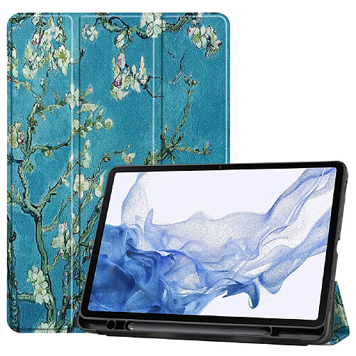 Etui en PU avec support et porte-stylo Fleur d'abricot pour votre Samsung Galaxy Tab S8