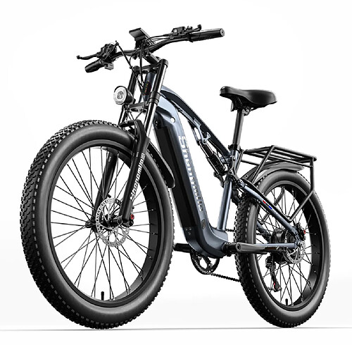 Shengmilo MX05 Vélo électrique 26 pouces Moteur 1000W Batterie SAMSUNG 48V 17,5Ah Autonomie 90km Frein à disque-Gris