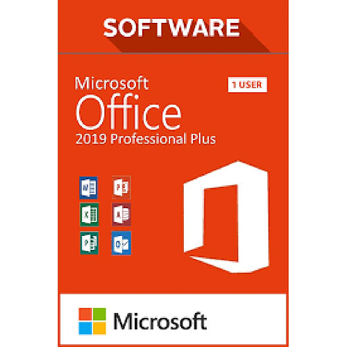 Microsoft OFFICE 2019 PRO PLUS Version Numérique (Sans support Physique) = Clé 1PC + Notice Envoi par Mail