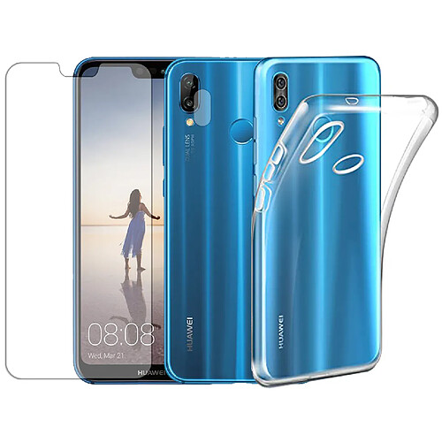 Protection intégrale Verre Trempé pour Huawei P20 Lite + Verre Trempé Caméra Arrière + Coque souple silicone transparente-Visiodirect-