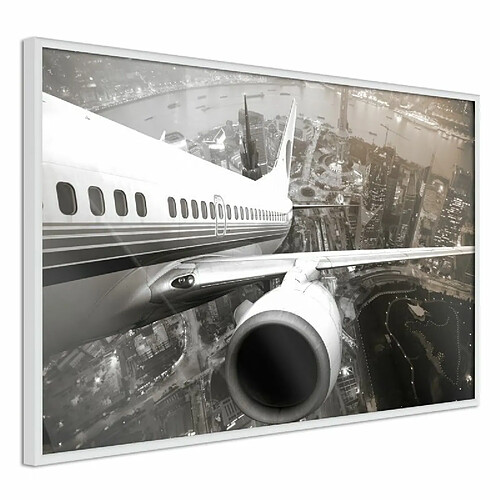 Paris Prix Affiche Murale Encadrée Plane Wing 45 x 30 cm Blanc