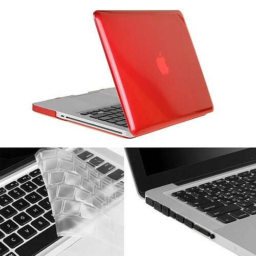 Wewoo Housse Étui rouge pour Macbook Pro 13,3 pouces 3 en 1 Crystal Hard Shell boîtier de protection en plastique avec clavier de et prise de poussière de port