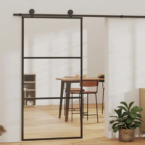 vidaXL Porte coulissante Verre ESG et aluminium 102x205 cm Noir