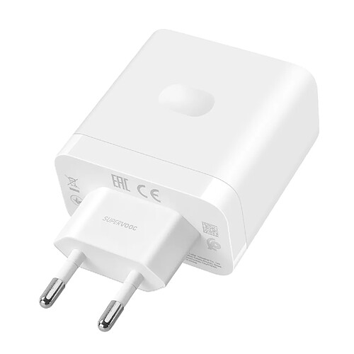 Oneplus Chargeur Secteur USB SuperVOOC 80W Charge Rapide et Sécurisée Blanc