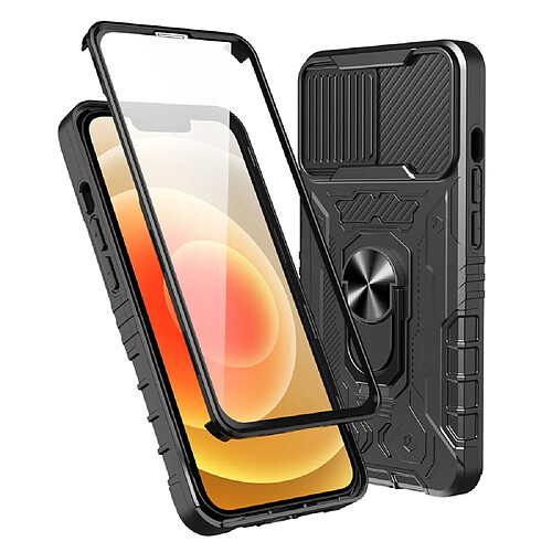 Coque en TPU anti-chute avec béquille et glissière pour appareil photo pour votre iPhone 14 Plus - noir