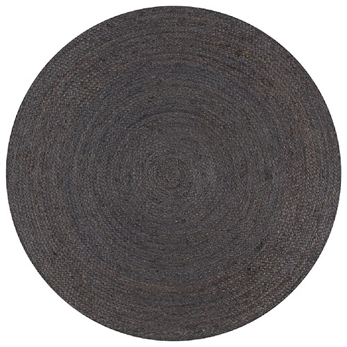 Decoshop26 Tapis fait à la main Jute Rond 120 cm Gris foncé DEC023461