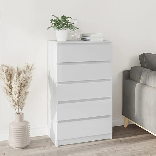 vidaXL Commode Blanc brillant 60x36x103 cm Bois d'ingénierie